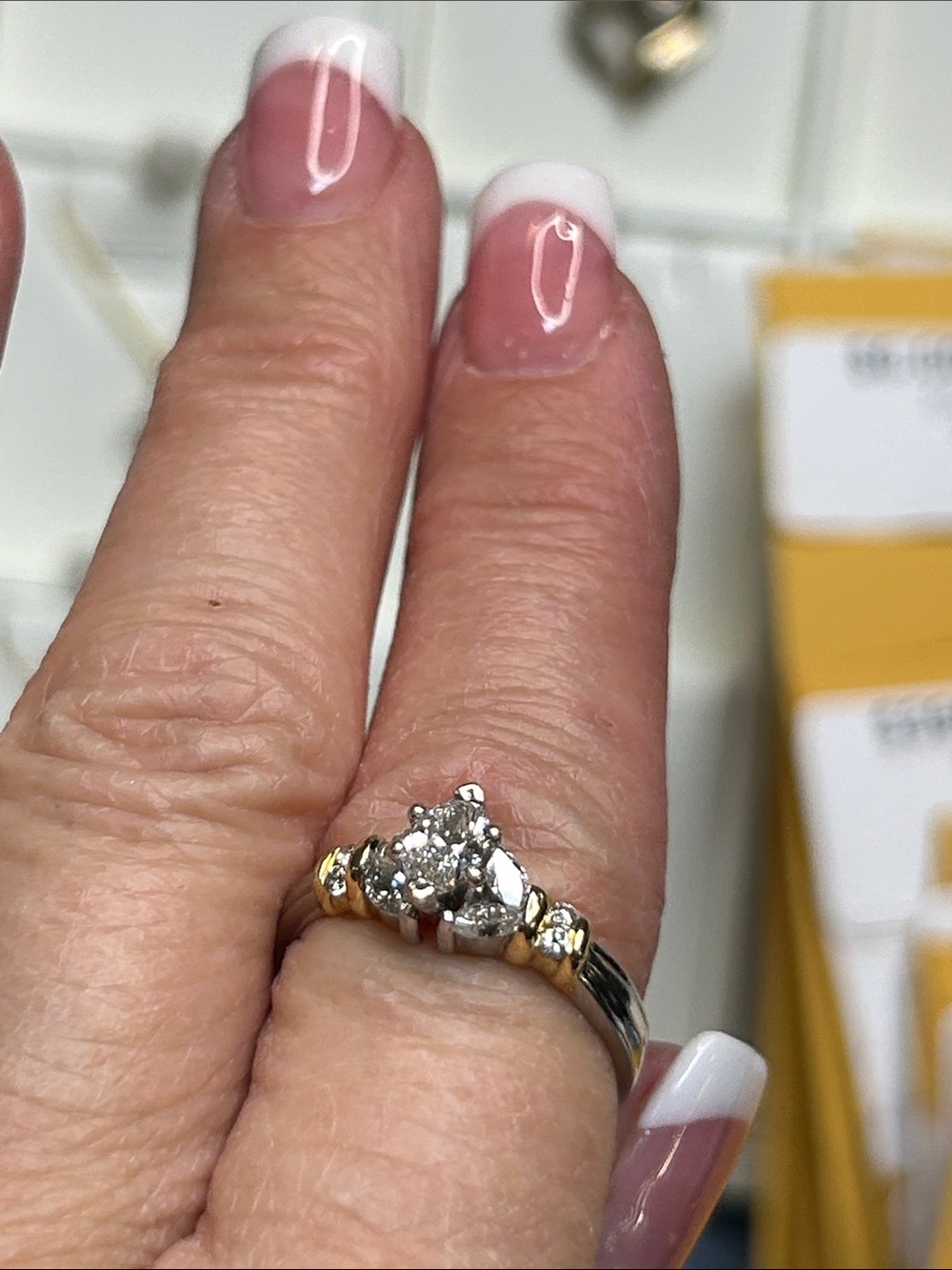 503899 Platinum and 18k Diamond Ring